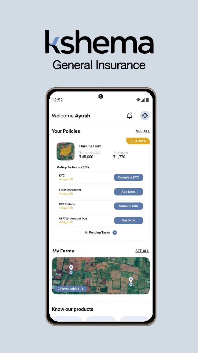 Kshema 2.0 app screenshot
