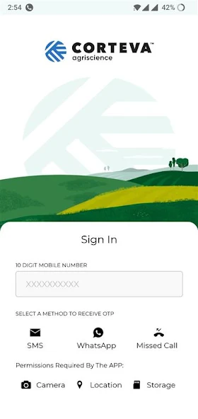 Sign in screen
